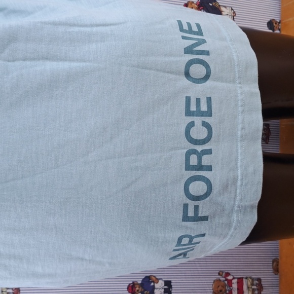 Nike AF-1 swoosh spellout logo graphix blue gray baggy ringer LG casual t-shirt - Picture 5 of 8